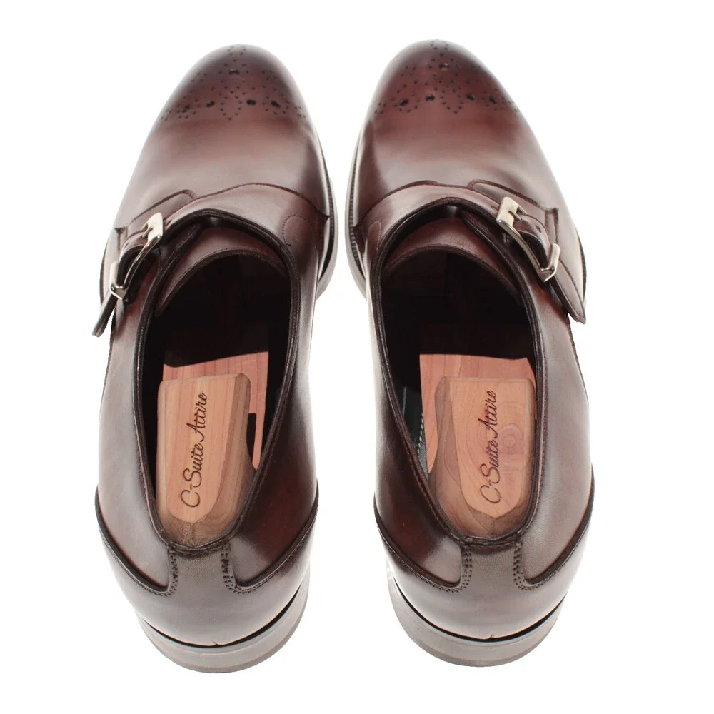 Pastori NWB Single Monk Strap Dress Shoes Size 9 US in Whiskey Brown Leather